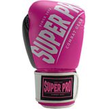 Super Pro Kickbokshandschoenen Rebel Zwart - Roze - Wit - 14 oz.