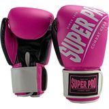 Super Pro Kickbokshandschoenen Rebel Zwart - Roze - Wit - 14 oz.