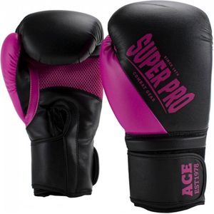 Super Pro Combat Gear Ace (Kick)Bokshandschoenen - Zwart/Roze - 14 oz