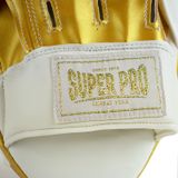 Super Pro Combat Gear Curved PU Handpads - Wit / Goud