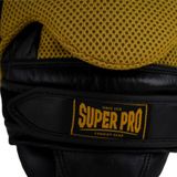 Super Pro Combat Gear Handpads Curved Leder Zwart/Goud