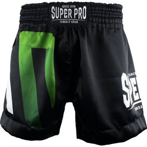 Super Pro Combat Gear Thai Short No Mercy Zwart/Groen/Zilver Extra Small