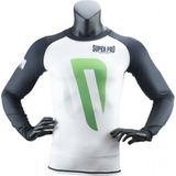 Super Pro Combat Gear - Rashguard LongSleeve No Mercy - Zwart/Groen/Zilver