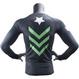 Super Pro Combat Gear - Rashguard LongSleeve No Mercy - Zwart/Groen/Zilver