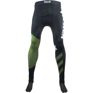 Super Pro Combat Gear Heren Legging No Mercy Zwart/Groen/Zilver Extra Small