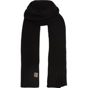 Knit Factory Jamie Gebreide Sjaal Dames & Heren - Herfst- & Wintersjaal - Langwerpige sjaal - Wollen sjaal - Heren sjaal - Dames sjaal - Unisex - Zwart - 200x45 cm