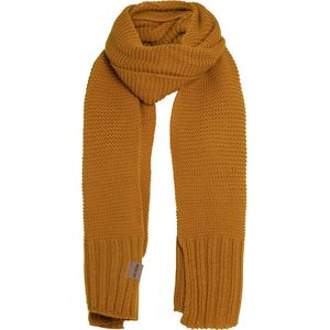 Knit Factory Jamie Gebreide Sjaal Dames & Heren - Herfst- & Wintersjaal - Langwerpige sjaal - Wollen sjaal - Heren sjaal - Dames sjaal - Unisex - Oker - Geel - 200x45 cm