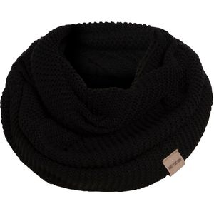 Knit Factory - Jamie Gebreide Colsjaal - Ronde Sjaal - Nekwarmer - Wollen Sjaal - Zwarte colsjaal - Dames sjaal - Heren sjaal - Unisex - Zwart - One Size