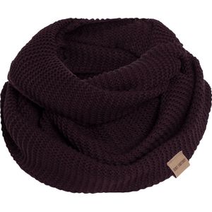 Knit Factory Jamie Gebreide Colsjaal - Ronde Sjaal - Nekwarmer - Wollen Sjaal - Paarse Colsjaal - Dames sjaal - Heren sjaal - Unisex - Aubergine - One Size