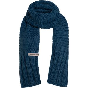 Knit Factory Alex Gebreide Sjaal Dames & Heren - Warme Wintersjaal - Grof gebreid - Langwerpige sjaal - Wollen sjaal - Heren sjaal - Dames sjaal - Unisex - Petrol - Donkerblauw - 200x45 cm