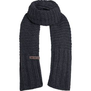 Knit Factory Alex Gebreide Sjaal Dames & Heren - Warme Wintersjaal - Grof gebreid - Langwerpige sjaal - Wollen sjaal - Heren sjaal - Dames sjaal - Unisex - Antraciet - Donkergrijs - 200x45 cm
