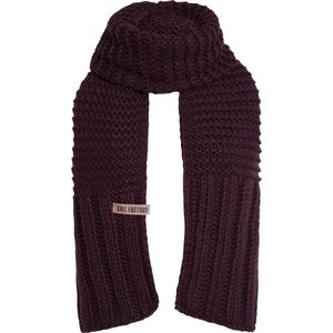 Knit Factory Alex Gebreide Sjaal Dames & Heren - Warme Wintersjaal - Grof gebreid - Langwerpige sjaal - Wollen sjaal - Heren sjaal - Dames sjaal - Unisex - Aubergine - Paars - 200x45 cm