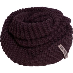 Knit Factory Alex Gebreide Colsjaal - Ronde Sjaal - Grof gebreid - Warme Wintersjaal - Nekwarmer - Wollen Sjaal - Paarse colsjaal - Dames sjaal - Heren sjaal - Unisex - Aubergine - One Size
