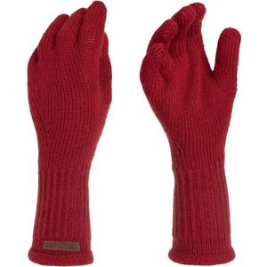 Knit Factory Lana Gebreide Dames Handschoenen - Gebreide winter handschoenen - Rode handschoenen - Polswarmers - Bordeaux - One Size