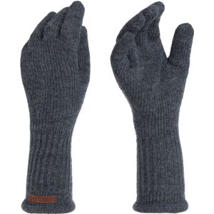 Knit Factory Lana Gebreide Dames Handschoenen - Gebreide winter handschoenen - Donkergrijze handschoenen - Polswarmers - Antraciet - One Size