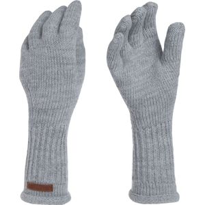 Knit Factory Lana Gebreide Dames Handschoenen - Gebreide winter handschoenen - Lichtgrijze handschoenen - Polswarmers - Licht Grijs - One Size