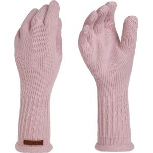 Knit Factory Lana Gebreide Dames Handschoenen - Gebreide winter handschoenen - Roze handschoenen - Polswarmers - Roze - One Size