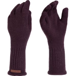 Knit Factory Lana Gebreide Dames Handschoenen - Gebreide winter handschoenen - Paarse handschoenen - Polswarmers - Aubergine - One Size
