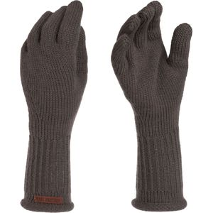 Knit Factory Lana Gebreide Dames Handschoenen - Gebreide winter handschoenen - Bruine handschoenen - Polswarmers - Taupe - One Size