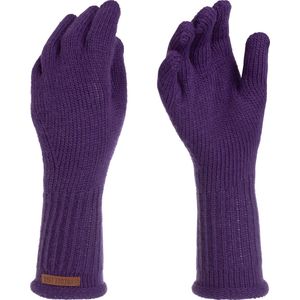 Knit Factory Lana Gebreide Dames Handschoenen - Gebreide winter handschoenen - Paarse handschoenen - Polswarmers - Purple - One Size