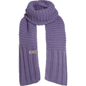 Knit Factory Alex Gebreide Sjaal Dames - Warme Wintersjaal - Grof gebreid - Langwerpige sjaal - Wollen sjaal - Dames sjaal - Violet - Paars - 200x45 cm