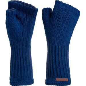 Knit Factory Cleo Gebreide Dames Vingerloze Handschoenen - Handschoenen voor in de herfst & winter - Donkerblauwe handschoenen - Polswarmers - Kings Blue - One Size