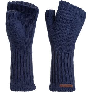 Knit Factory Cleo Gebreide Dames Vingerloze Handschoenen - Handschoenen voor in de herfst & winter - Donkerblauwe handschoenen - Polswarmers - Capri - One Size