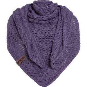Knit Factory Sally Gebreide Omslagdoek - Driehoek Sjaal Dames - Dames sjaal - Wintersjaal - Stola - Wollen sjaal - Paarse sjaal - Violet - 220x85 cm - Grof gebreid