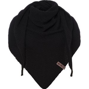 Knit Factory Gina Gebreide Omslagdoek - Driehoek Sjaal Dames - Dames sjaal - Sjaal voor de lente, zomer en herfst - Stola - Zwart - 190x85 cm