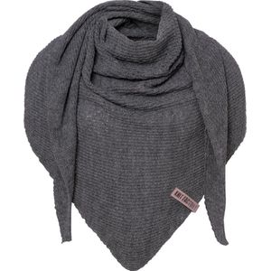 Knit Factory Gina Gebreide Omslagdoek - Driehoek Sjaal Dames - Dames sjaal - Sjaal voor de lente, zomer en herfst - Stola - Antraciet - 190x85 cm