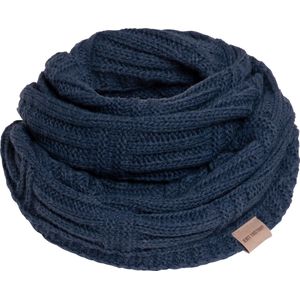 Knit Factory Bobby Gebreide Colsjaal Dames & Heren - Nekwarmer Ronde Sjaal - Nekwarmer - Wollen Sjaal - Donkerblauwe colsjaal - Dames sjaal - Heren sjaal - Unisex - Jeans - One Size
