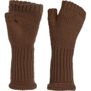 Knit Factory Cleo Gebreide Dames Vingerloze Handschoenen - Handschoenen voor in de herfst & winter - Bruine handschoenen - Polswarmers - Tobacco - One Size