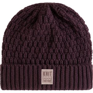 Knit Factory Jaida Gebreide Muts Heren & Dames - Beanie hat - Aubergine - Warme paarse Wintermuts - Unisex - One Size