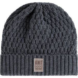 Knit Factory Jaida Gebreide Muts Heren & Dames - Beanie hat - Antraciet - Warme donkergrijze Wintermuts - Unisex - One Size
