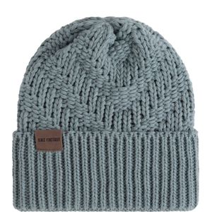 Knit Factory Sally Gebreide Muts Heren & Dames - Beanie hat - Stone Green - Grofgebreid - Warme groene Wintermuts - Unisex - One Size