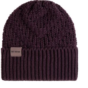 Knit Factory Sally Gebreide Muts Heren & Dames - Beanie hat - Aubergine - Grofgebreid - Warme paarse Wintermuts - Unisex - One Size