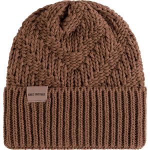 Knit Factory Sally Gebreide Muts Heren & Dames - Beanie hat - Tobacco - Grofgebreid - Warme bruine Wintermuts - Unisex - One Size