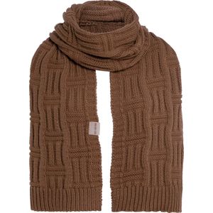 Knit Factory Bobby Gebreide Sjaal Dames & Heren - Herfst- & Wintersjaal - Grof gebreid - Langwerpige sjaal - Wollen Sjaal - Dames sjaal - Heren sjaal - Unisex - Tobacco - Bruin - 200x30 cm