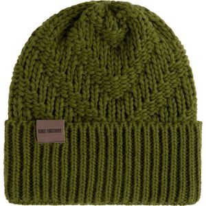 Knit Factory Sally Gebreide Muts Heren & Dames - Beanie hat - Mosgroen - Grofgebreid - Warme groene Wintermuts - Unisex - One Size