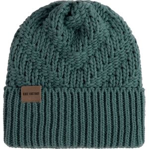 Knit Factory Sally Gebreide Muts Heren & Dames - Beanie hat - Laurel - Grofgebreid - Warme groene Wintermuts - Unisex - One Size