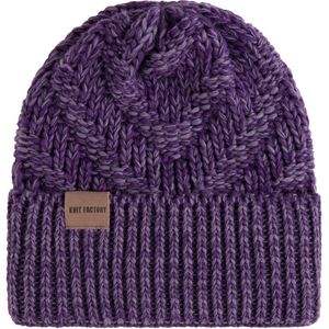 Knit Factory Sally Gebreide Muts Heren & Dames - Beanie hat - Purple/Violet - Grofgebreid - Warme paars gemeleerde Wintermuts - Unisex - One Size