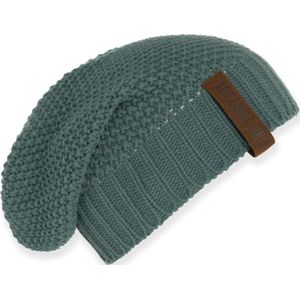 Knit Factory Coco Gebreide Muts Heren & Dames - Sloppy Beanie hat - Laurel - Warme groene Wintermuts - Unisex - One Size