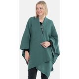 Knit Factory Jazz Gebreid Omslagvest - Dames Poncho - Wikkelvest - Gebreide groene poncho - Gebreide mantel - Winter poncho - Dames cape - One Size - Laurel