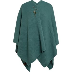 Knit Factory - Jazz Gebreid Omslagvest - Dames Poncho - Wikkelvest - Gebreide groene poncho - Gebreide mantel - Winter poncho - Dames cape - One Size - Laurel