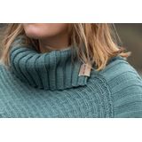 Nicky - Poncho - Stone Green - Gebreid - Ruime Opstaande Kraag