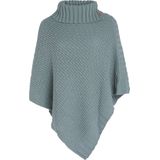 Nicky - Poncho - Stone Green - Gebreid - Ruime Opstaande Kraag