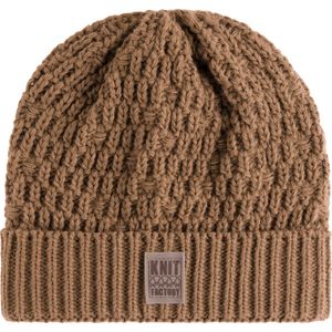 Knit Factory Jaida Gebreide Muts Heren & Dames - Beanie hat - Nude - Warme bruine Wintermuts - Unisex - One Size