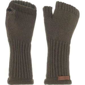 Knit Factory Cleo Gebreide Dames Vingerloze Handschoenen - Handschoenen voor in de herfst & winter - Bruine handschoenen - Polswarmers - Cappuccino - One Size