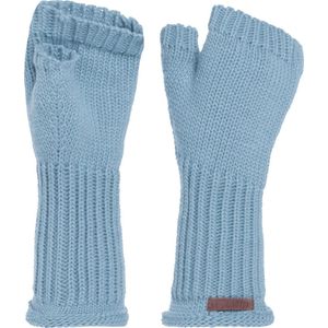 Knit Factory Cleo Gebreide Dames Vingerloze Handschoenen - Handschoenen voor in de herfst & winter - Lichtblauwe handschoenen - Polswarmers - Celeste - One Size