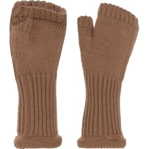 Knit Factory - Cleo Gebreide Dames Vingerloze Handschoenen - Handschoenen voor in de herfst & winter - Bruine handschoenen - Polswarmers - Nude - One Size
